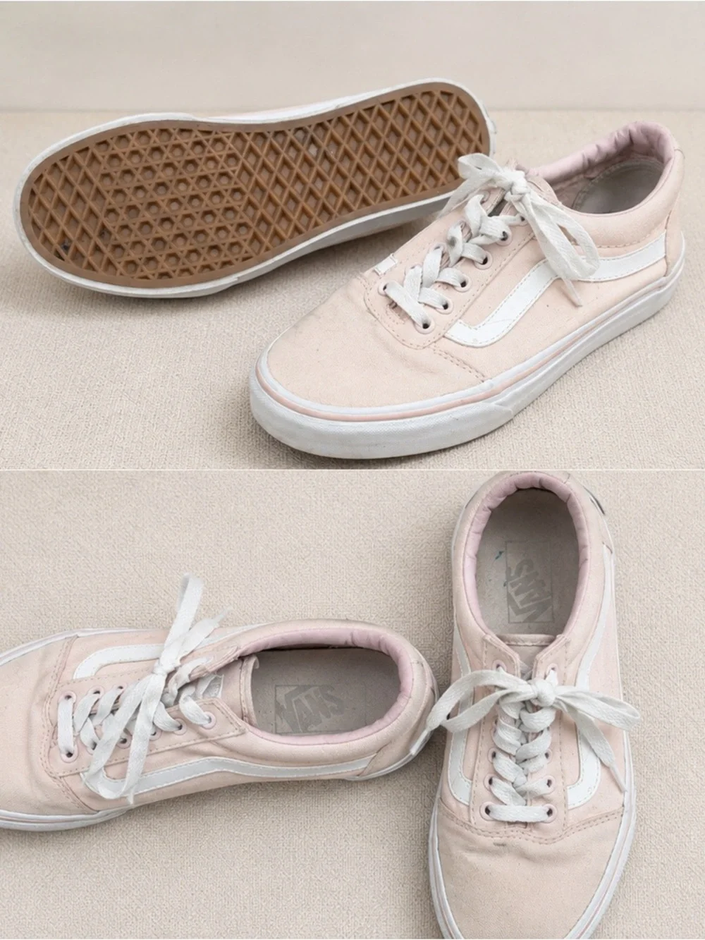Vans Pink and White Old Skool Sneakers